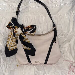 Calvin Klein Black and Cream Shoulder Bag